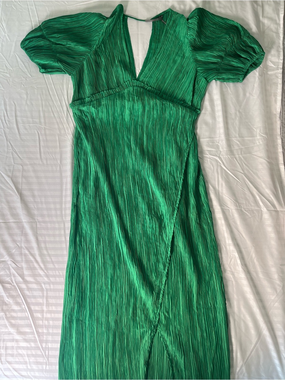 Anthropologie Emerald Green Pleated Midi Dress
